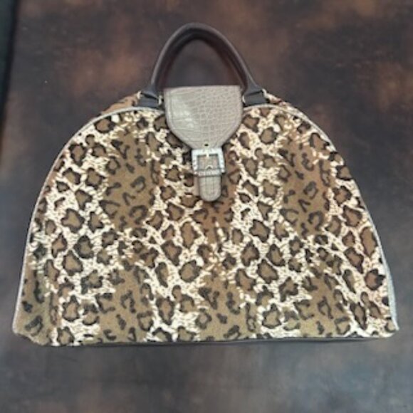 NWOT Large Vintage Y2K Animal Print Satchel Dome Handbag Tote - Picture 2 of 16
